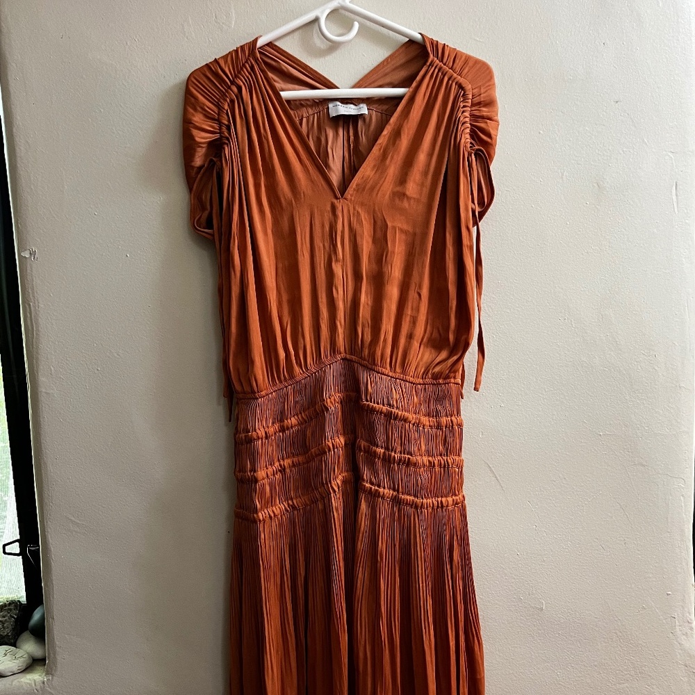 Modern Citizen Orange Smocked Waist Dress